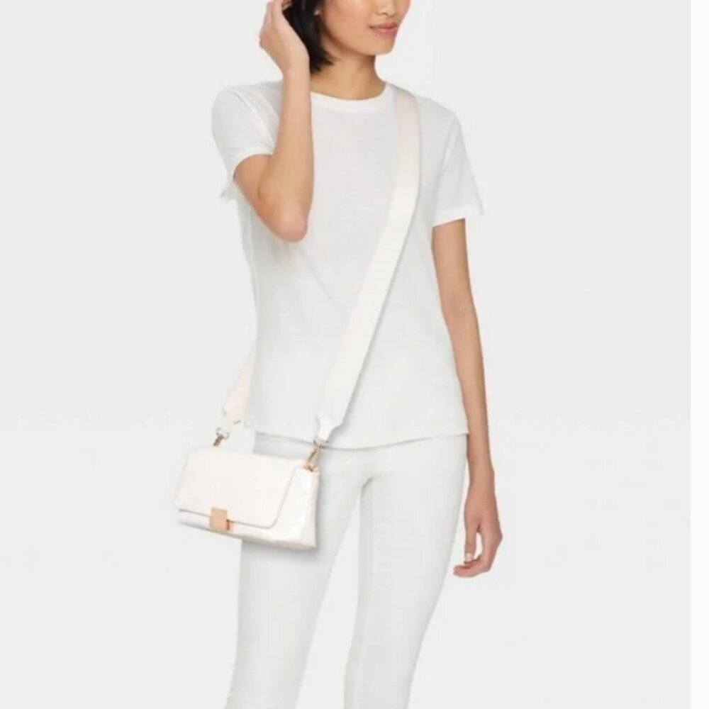a new day White Crossbody Bag with Gold Hardware